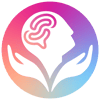 Mental health ERG logo face with brain and healing hands 