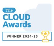 Image of The Cloud Awards logo with a blue cloud and Winner 2024-25 with a yellow trophy illustration
