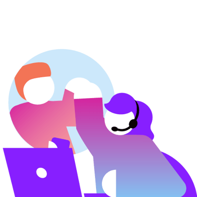woman, wearing a headset, high-fives a colleague; this represents the Vonage Contact Center Q1 2023 release