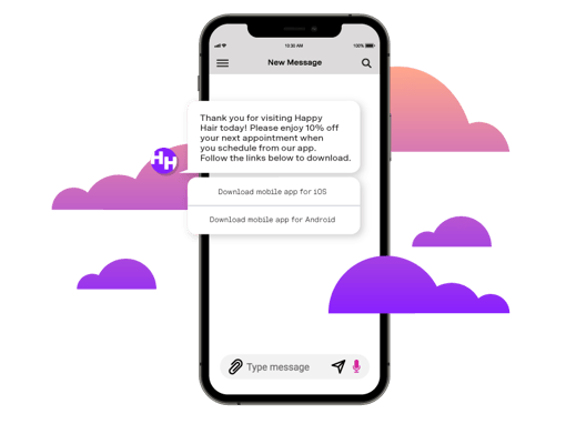 App download messaging being used with SMS API on mobile