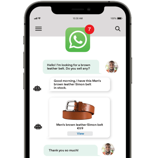 WhatsApp API conversation on mobile for retail