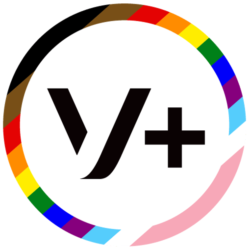 Vonage logo + rainbow diversity flag background