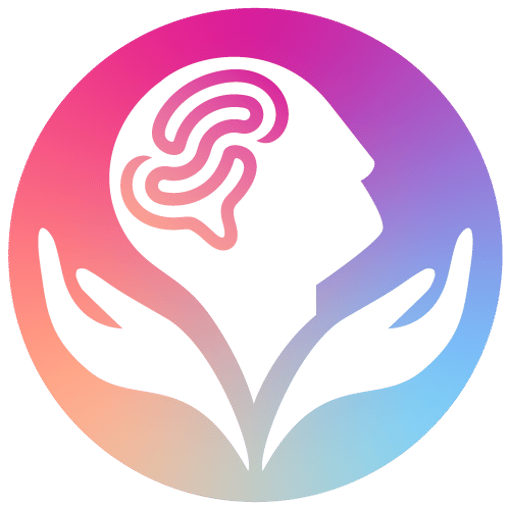 Mental health ERG logo face with brain and healing hands 