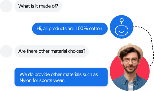 Two-way chat depicting material selection