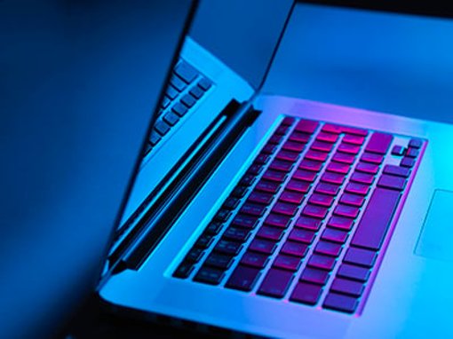 Open laptop viewed from side
