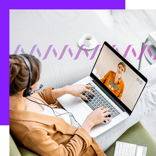 Photoillustration of a woman on a video call on herlaptop