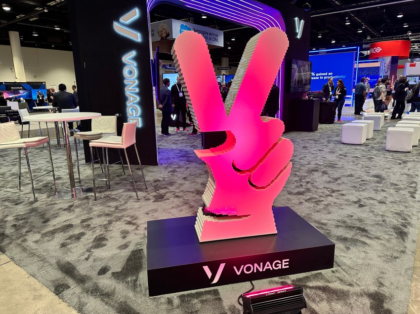 Enterprise Connect show floor with V for Vonage 
